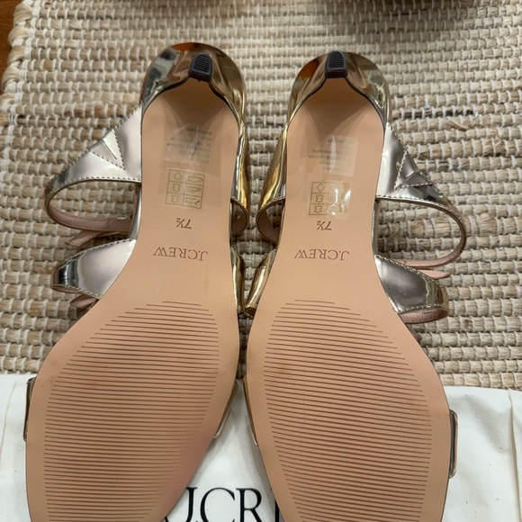 NWT J. Crew Zadie Triple Bow Gold Metallic Kitten Heels - Picture 8 of 9